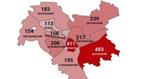 Коронавирус в Киеве по районам: заражены 2359 человек