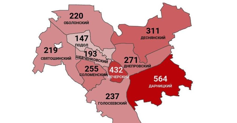 Коронавирус в Киеве по районам: заражены 2849 человек