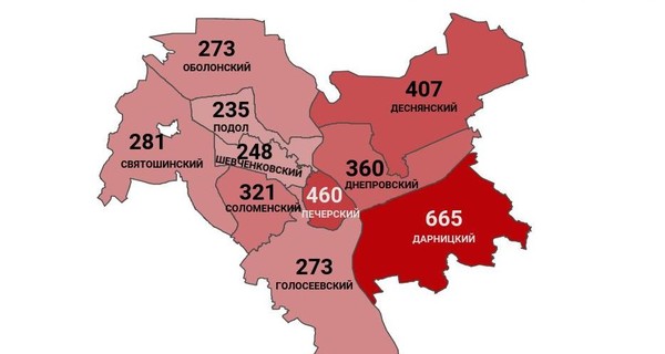Коронавирус в Киеве по районам: заражены 3523 человек